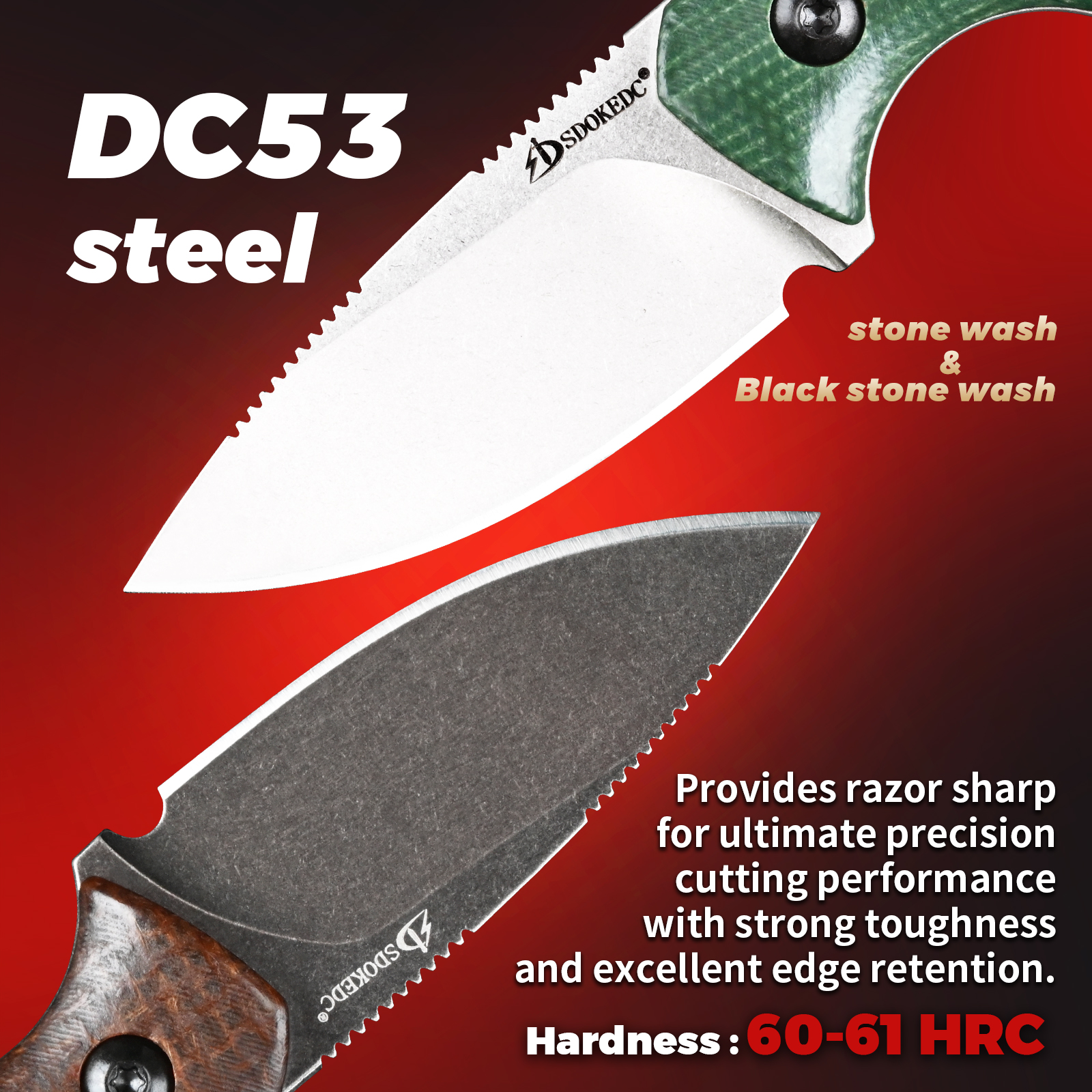 Premium SDOKEDC DC53 Steel EDC - Bushcraft Knife Fixed incelemesi ve fiyatı