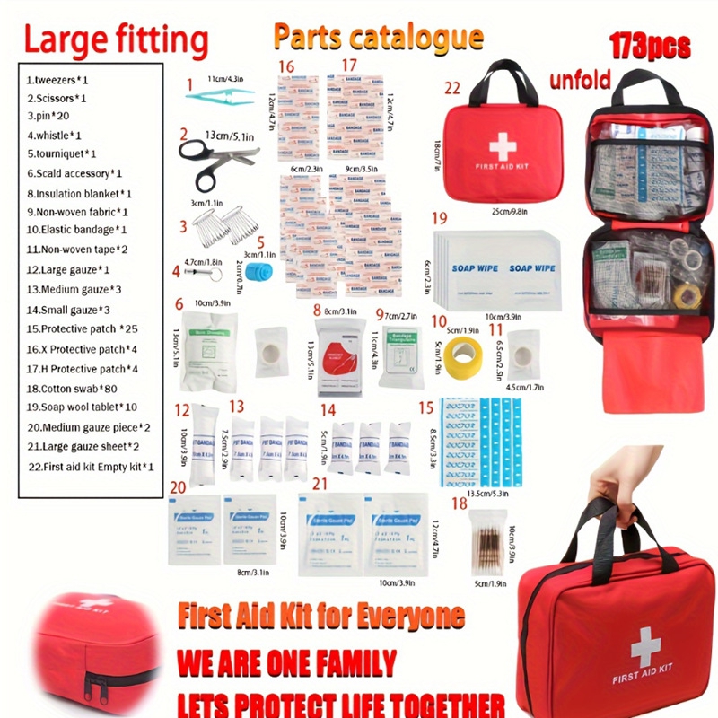 173Pcs First Aid Kit Full Set  - Bivy Bag Emergency incelemesi ve fiyatı