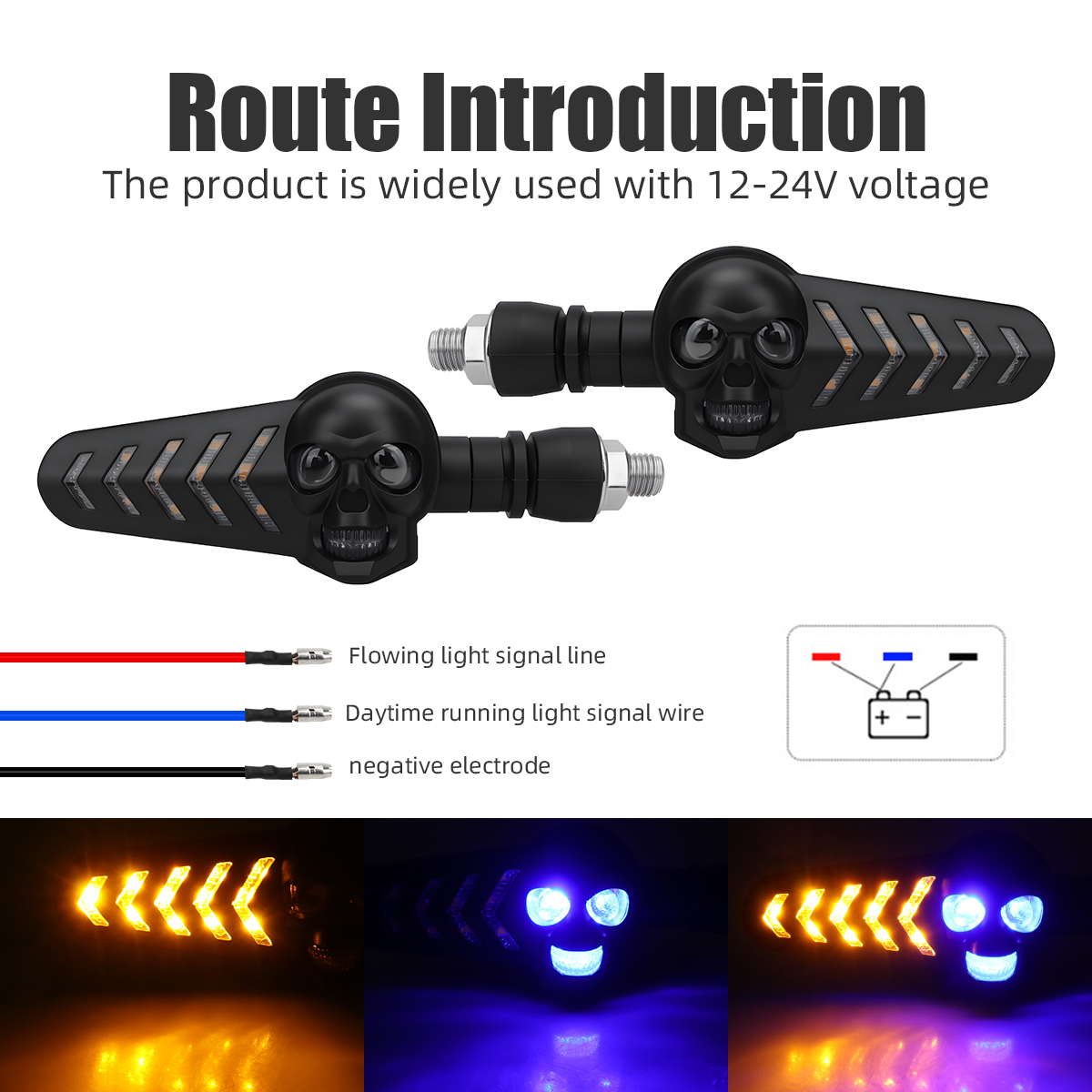 1Pair Motorcycle Skull Head LE - Sos Light Strobe incelemesi ve fiyatı