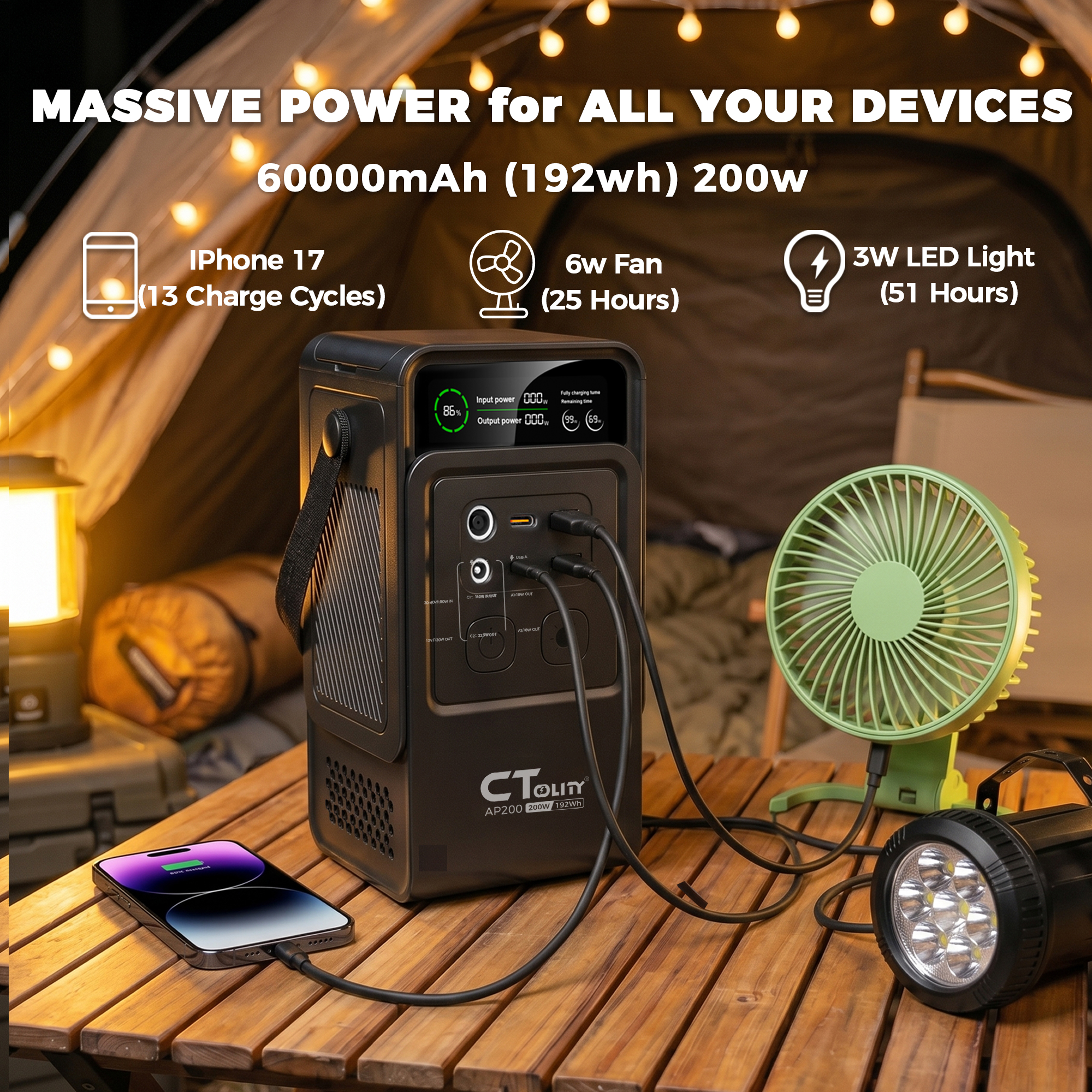 CTOLITY AP200 AP1000 Black sty - Solar Emergency Charger incelemesi ve fiyatı