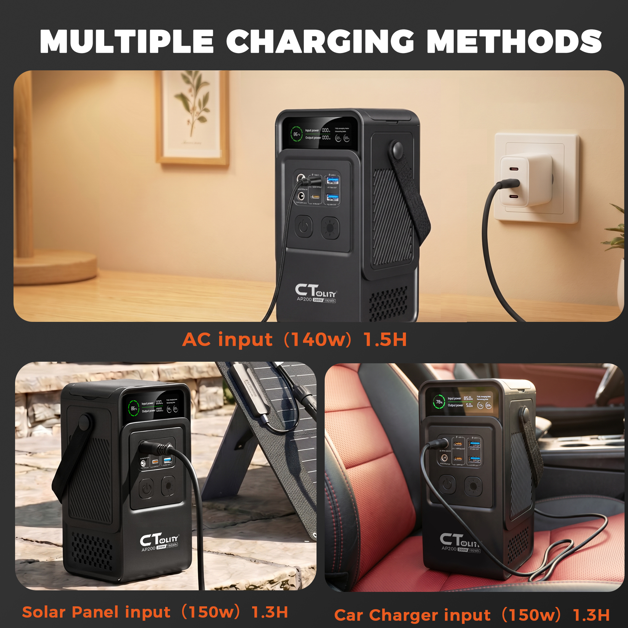 CTOLITY AP200 AP1000 Black sty - Solar Emergency Charger incelemesi ve fiyatı